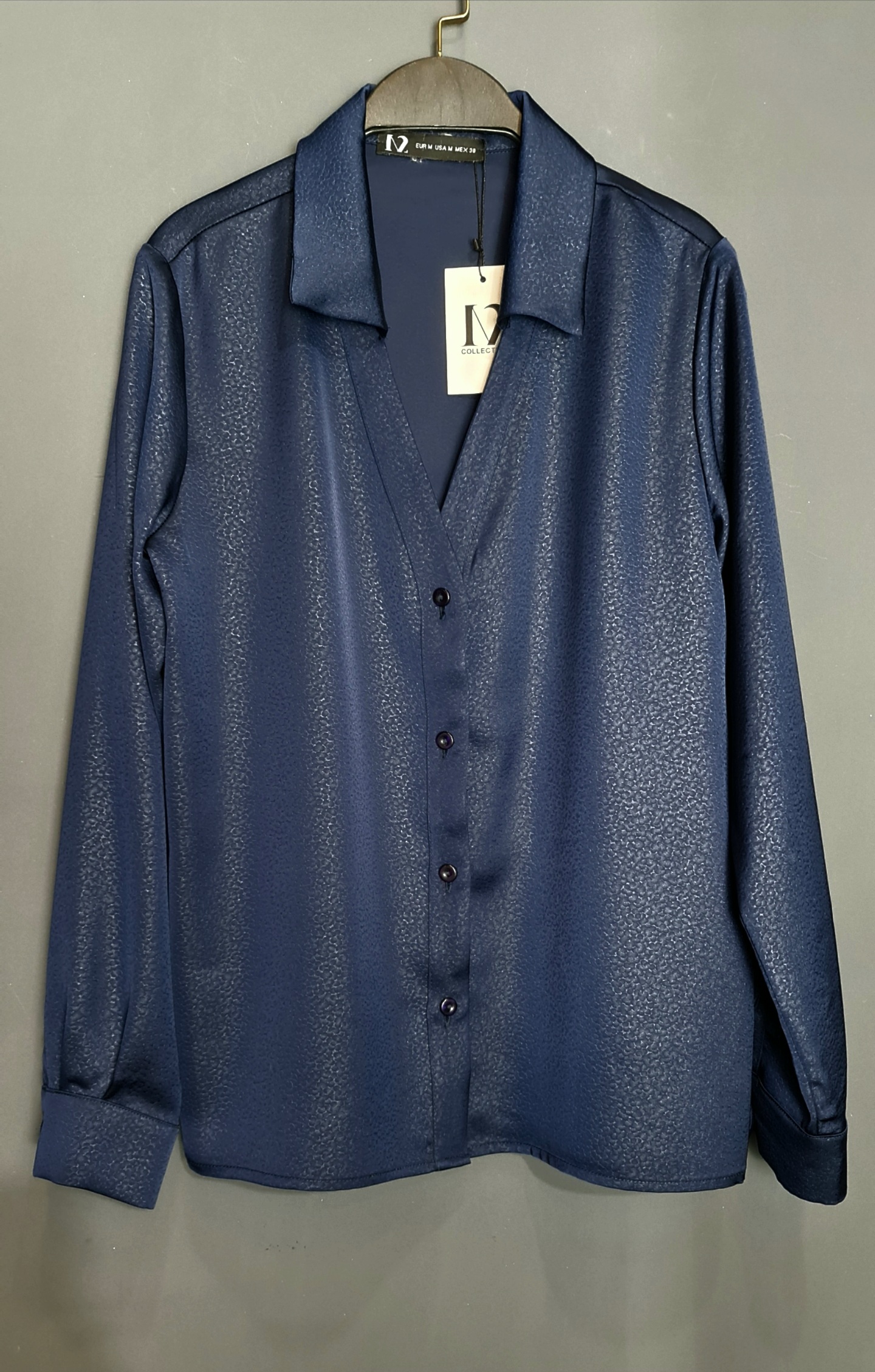 شومیز ساتن مجلسی سرمه ای