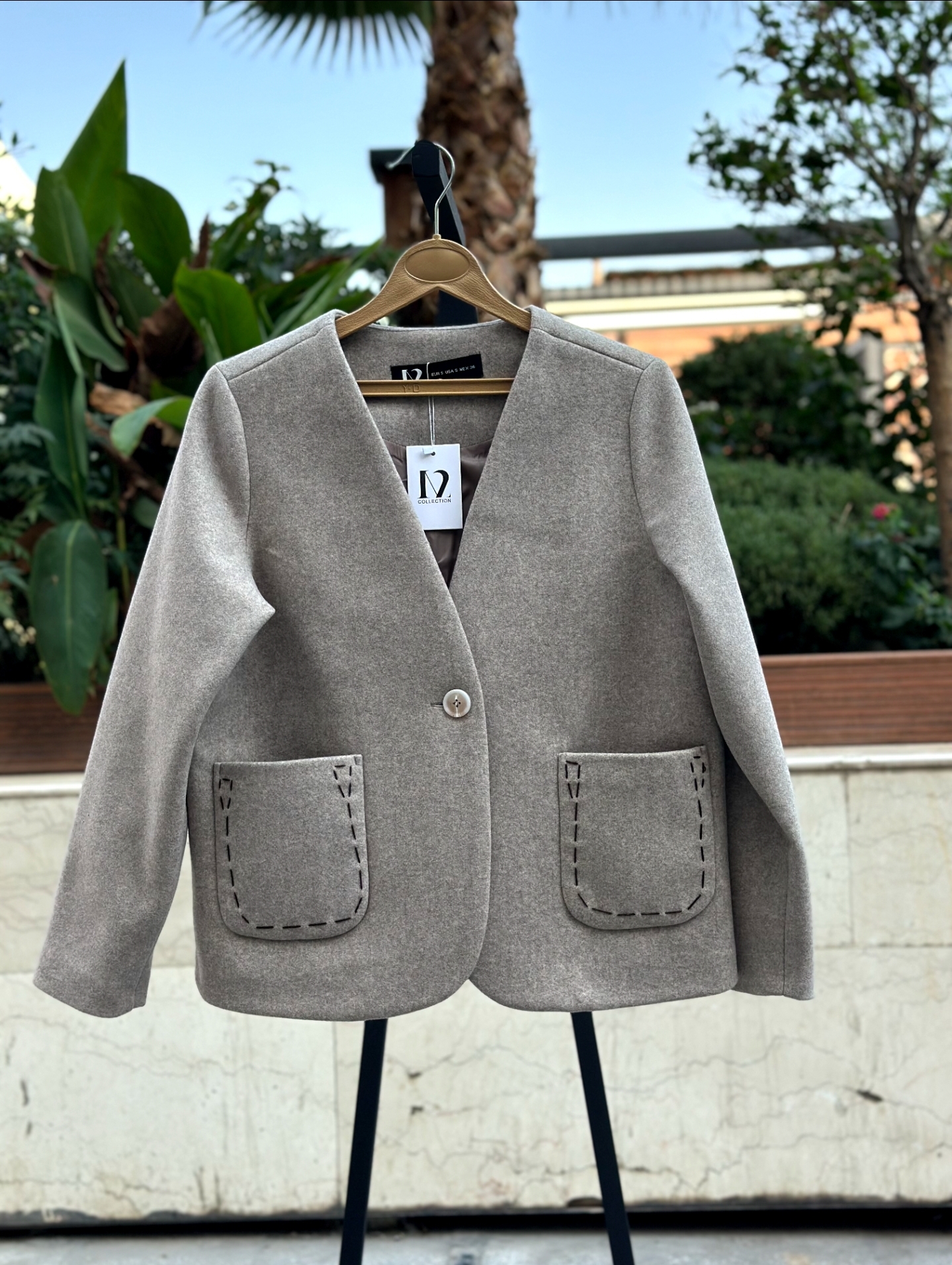 پالتو فوتر زنانه کلاسیک جیب دوخت دار یقه هفت